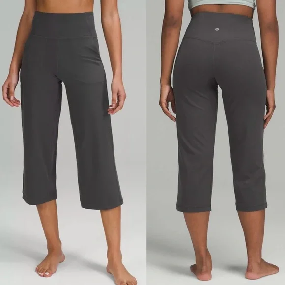 EUC Lululemon Athletica Align High Rise Wide Leg Crop Pants Graphite Grey 14 - Picture 1 of 7